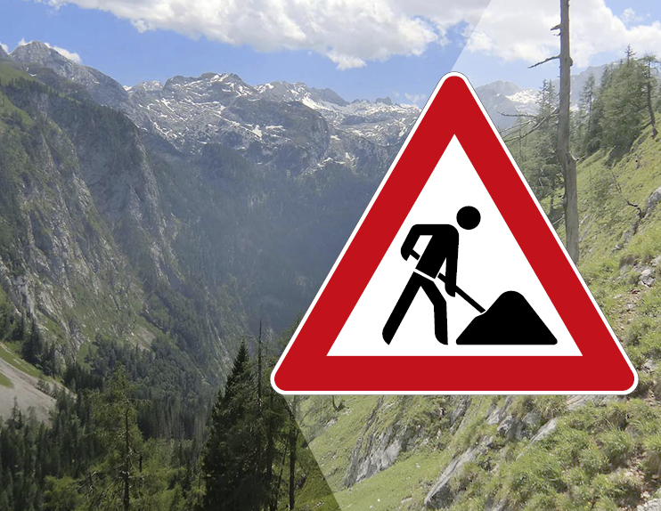 Das Bild zeigt ein Baustellenschild