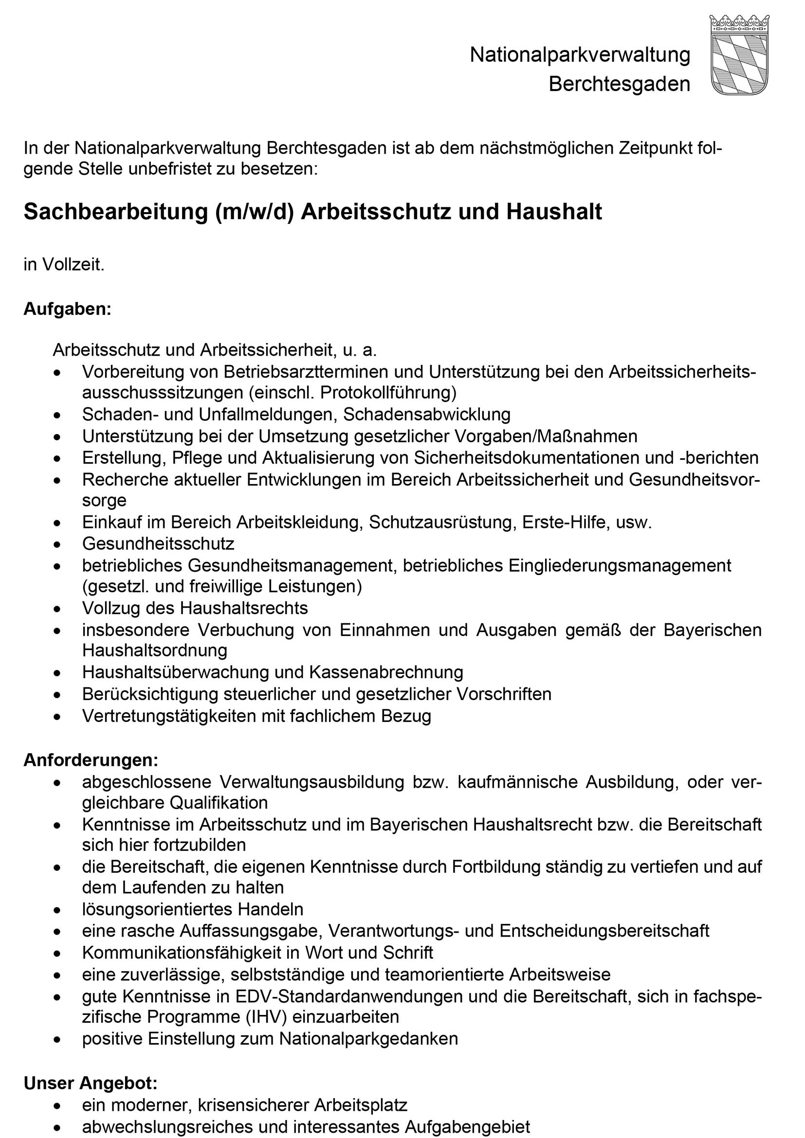 Aktuelle Stellenausschreibung