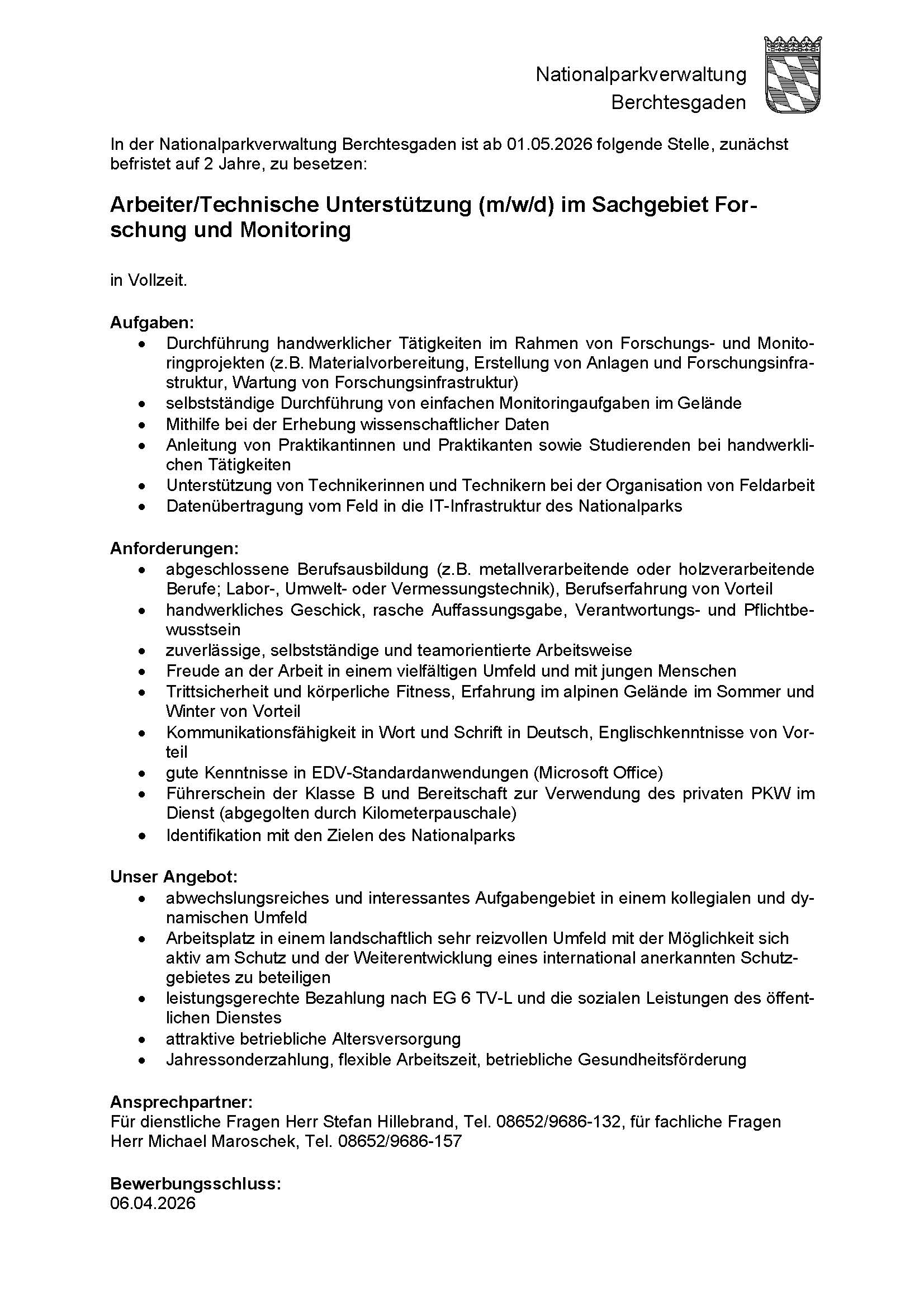 Aktuelle Stellenausschreibung